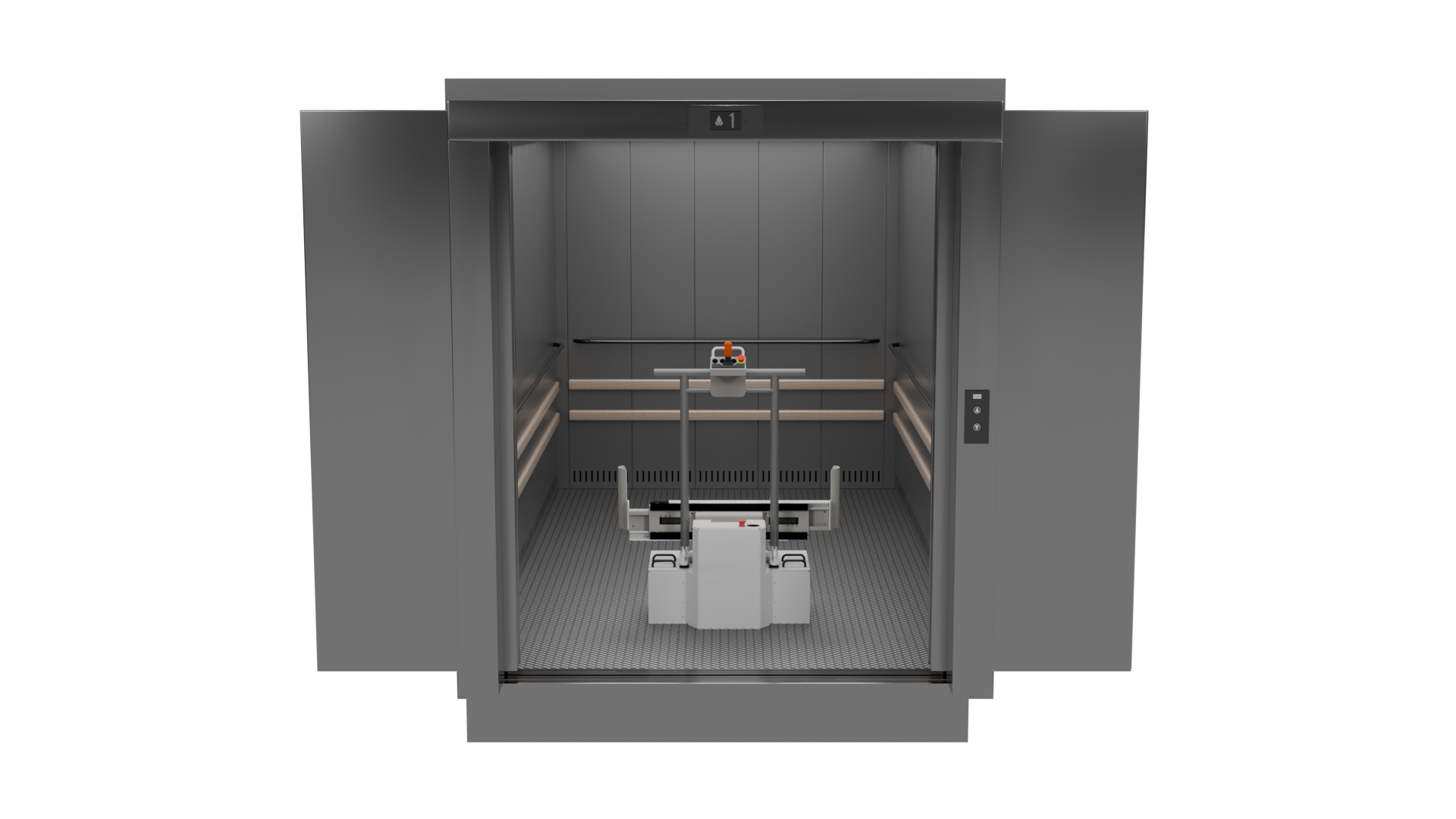 AMR Bed Mover elevator navigation - autonomous hospital bed transport across multiple floors